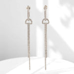 Load image into Gallery viewer, Linear Drop Earrings, 14k Solid Gold, Natural Diamonds, Long Geometric Dangles, Two Way Minimalistic Earrings, Modern Statement Jewelry
