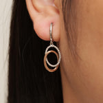 Load image into Gallery viewer, Interlocking Oval Dangle Diamond Earrings, 14k Solid Gold, Natural Diamond, Two Tone Drop Earring, Wedding Bridal Jewelry, Statement Dangler
