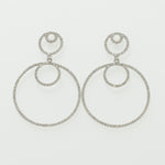 Load image into Gallery viewer, Circle Drop Dangle Diamond Earrings, 14k Solid Gold, Natural Diamonds, Layered Dangle Jewelry, Bridal Statement Earrings, Minimalist Dangler
