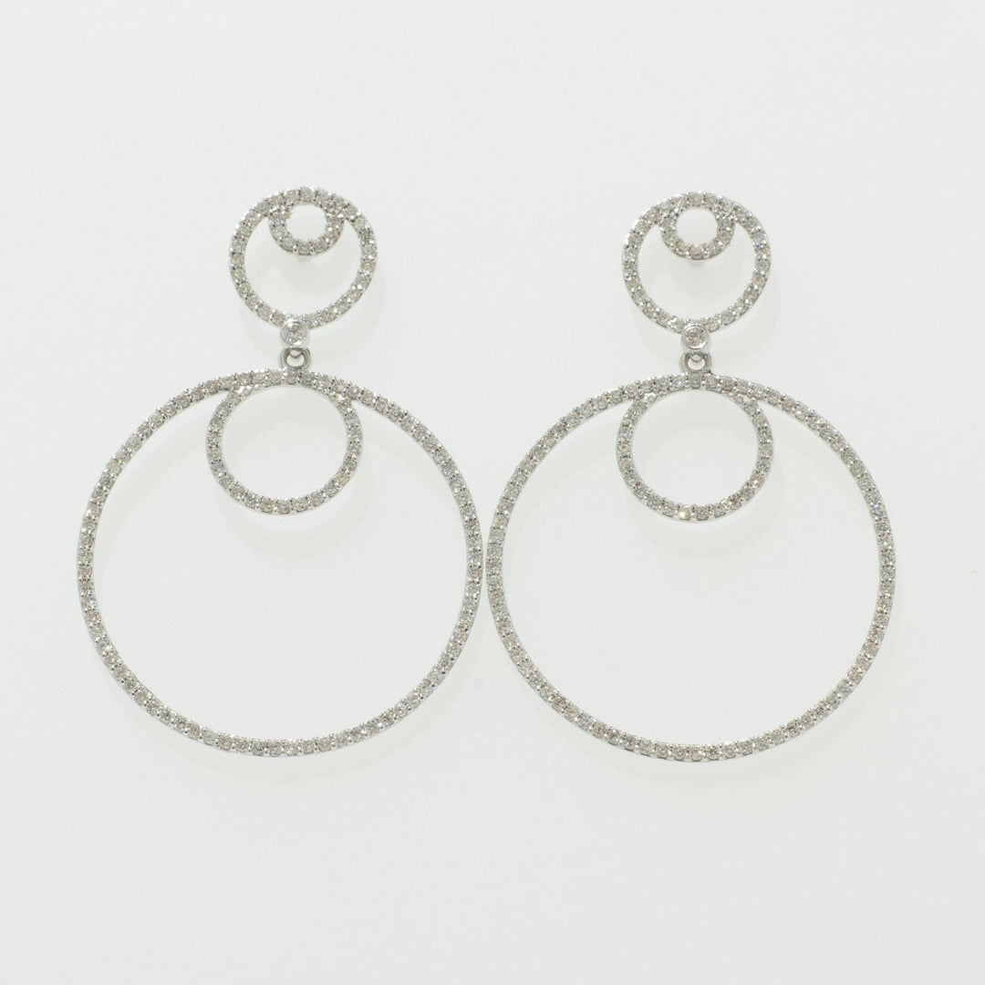 Circle Drop Dangle Diamond Earrings, 14k Solid Gold, Natural Diamonds, Layered Dangle Jewelry, Bridal Statement Earrings, Minimalist Dangler