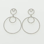 Load image into Gallery viewer, Circle Drop Dangle Diamond Earrings, 14k Solid Gold, Natural Diamonds, Layered Dangle Jewelry, Bridal Statement Earrings, Minimalist Dangler
