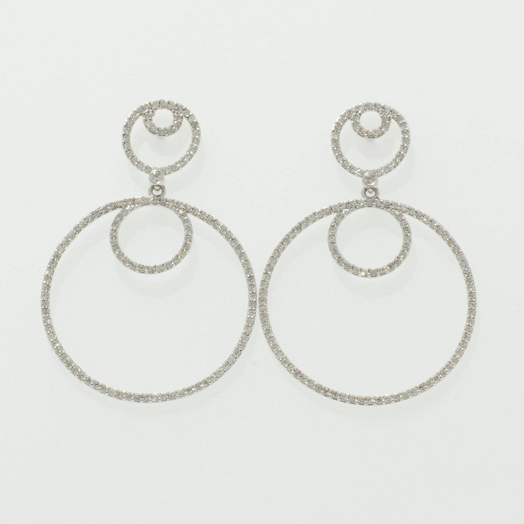 Circle Drop Dangle Diamond Earrings, 14k Solid Gold, Natural Diamonds, Layered Dangle Jewelry, Bridal Statement Earrings, Minimalist Dangler