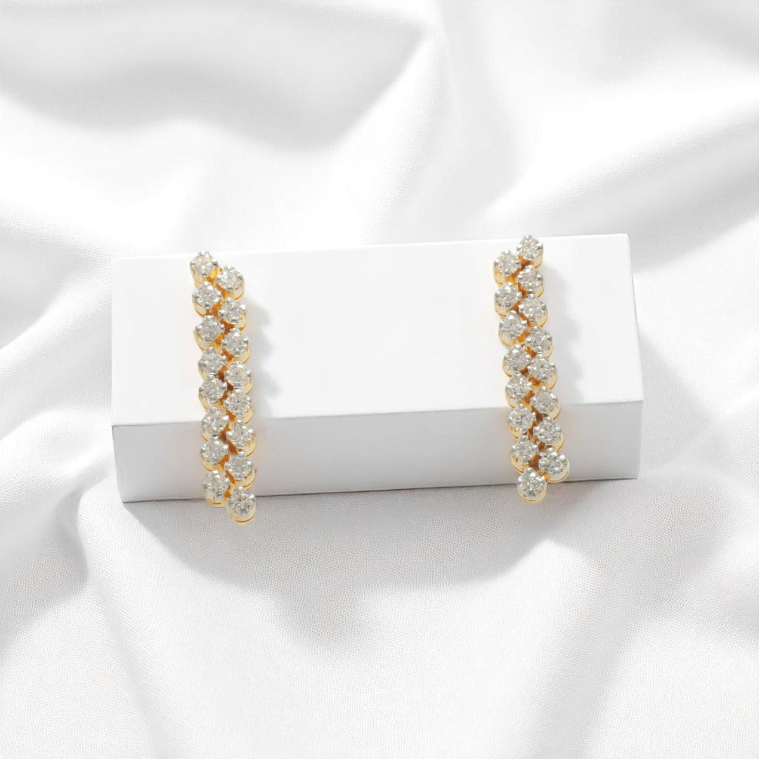 Bar Diamond Drop Stud Earrings, 14k Solid Gold, Natural Diamonds, Minimalist Statement Earrings, Vertical Line Jewelry, Everyday Earrings