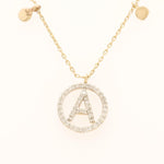 Load image into Gallery viewer, Personalized Disc Initial Necklace, 14k Solid Gold, Natural Diamond, Everyday Layering Pendant, Custom Minimal Letter pendant, Ready To Ship
