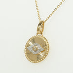 Load image into Gallery viewer, Evil Eye Medallion Diamond Necklace, 14k Solid Gold, Natural Diamonds, Everyday Layering Pendant, Protection Charm Necklace, Ready To Ship
