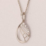 Load image into Gallery viewer, Teardrop Diamond Necklace, 14k Solid Gold, Natural Diamond, Minimalistic Stackable Pendant, Abstract Layer Necklace, Openwork Pavé Jewelry
