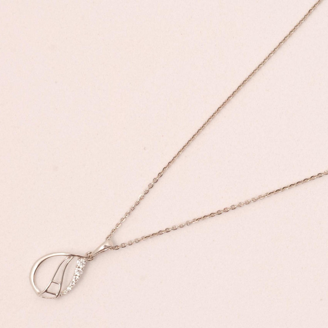 Teardrop Diamond Necklace, 14k Solid Gold, Natural Diamond, Minimalistic Stackable Pendant, Abstract Layer Necklace, Openwork Pavé Jewelry