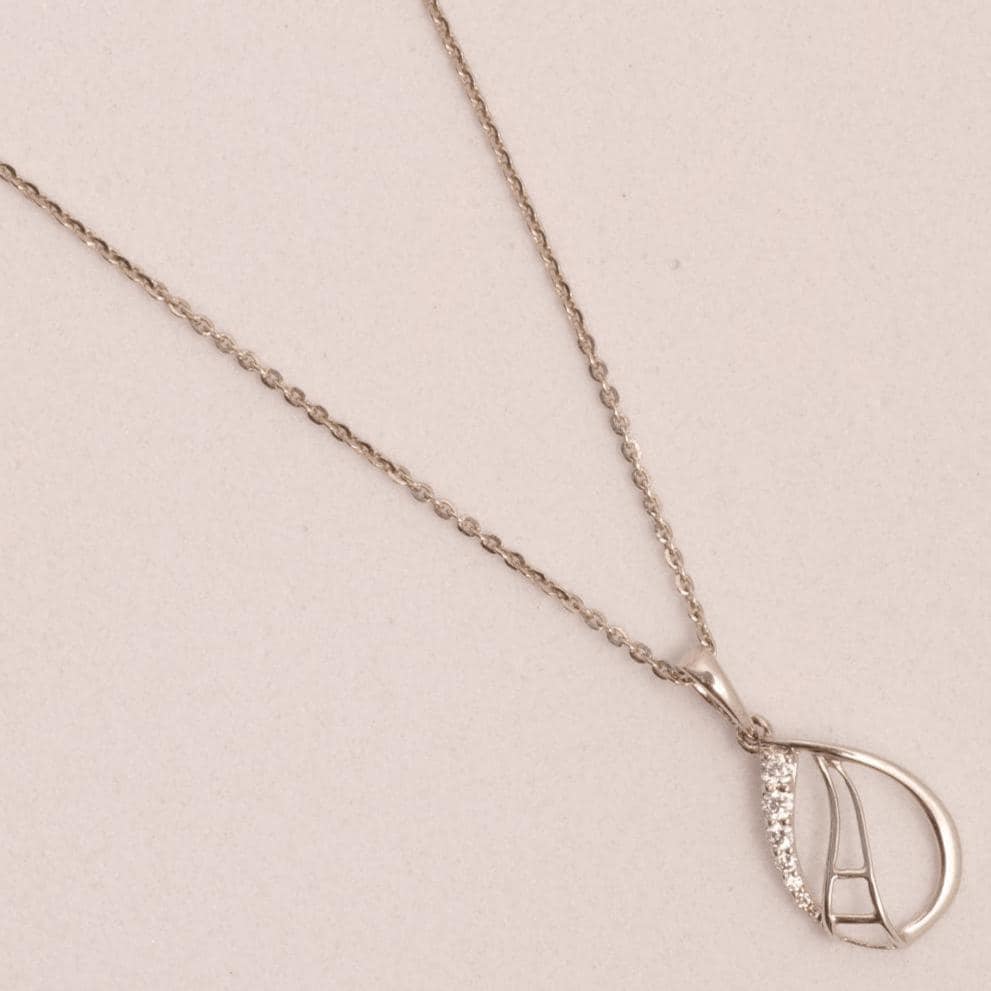 Teardrop Diamond Necklace, 14k Solid Gold, Natural Diamond, Minimalistic Stackable Pendant, Abstract Layer Necklace, Openwork Pavé Jewelry