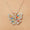 Load image into Gallery viewer, Butterfly Diamond Necklace, 14k Solid Gold, Natural Diamonds, Multicolor Gemstone Stacking Pendant, Statement  Animal Chain Necklace
