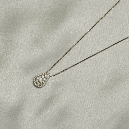 Pear Cluster Diamond Pendant, 14k Solid Gold, Teardrop Halo Illusion Chain Necklace, Natural Diamonds, Stackable Jewelry, Wedding Jewelry