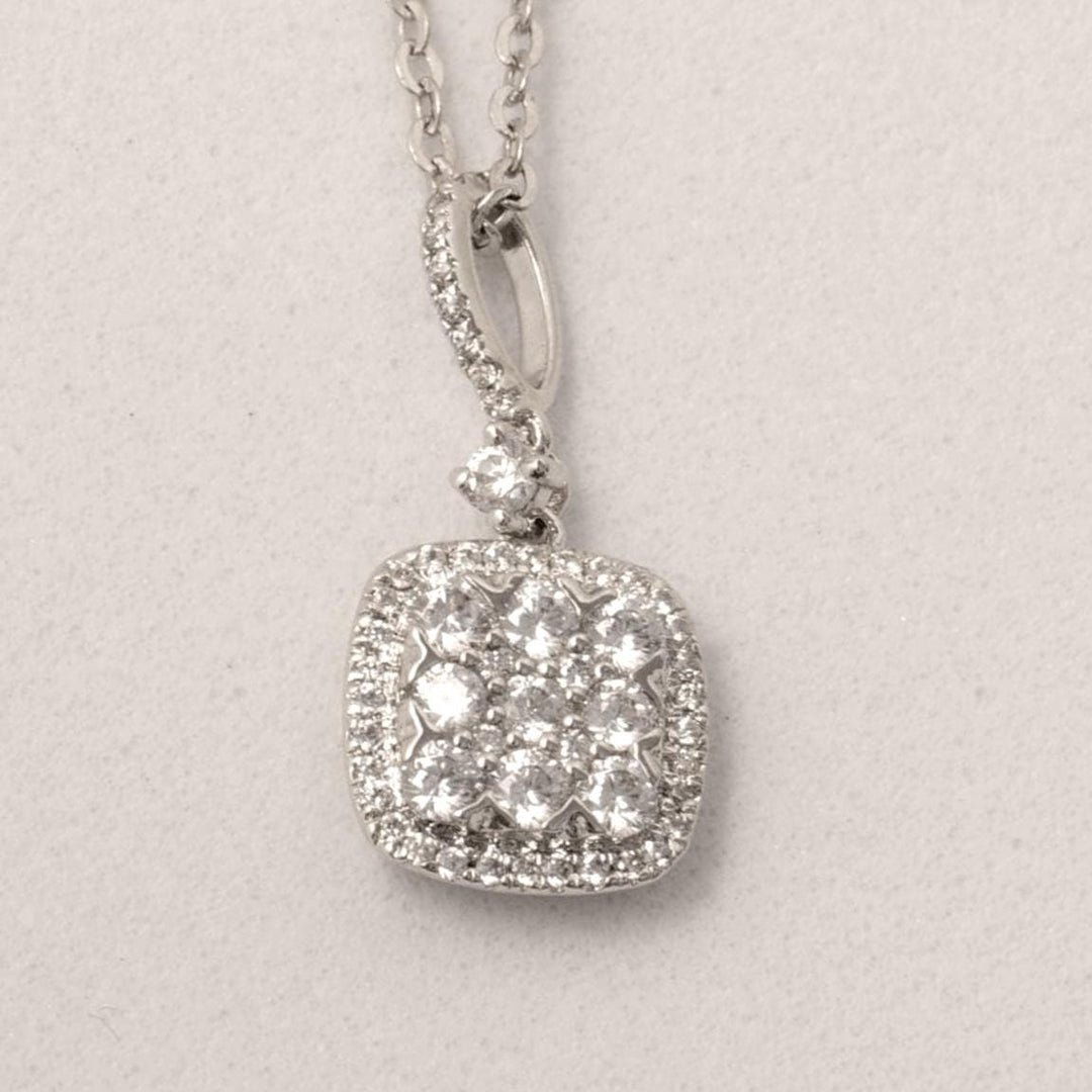 Halo Cushion Diamond Necklace, 14k Solid Gold, Natural Diamonds, Cluster Set Everyday Chain Pendant, Minimalist Stackable Jewelry