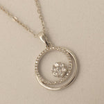 Load image into Gallery viewer, Double Circle Diamond Pendant Necklace, 14k Solid Gold, Natural Diamonds, Open Eternity Cluster  Pendant, Stacking Minimalist Chain Jewelry
