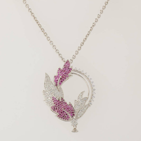 Leaf Diamond Pendant Necklace, 14k Solid Gold, Natural Diamonds, Floral Gemstone Jewelry, Geometric Statement Chain Pendant, Bridal Necklace