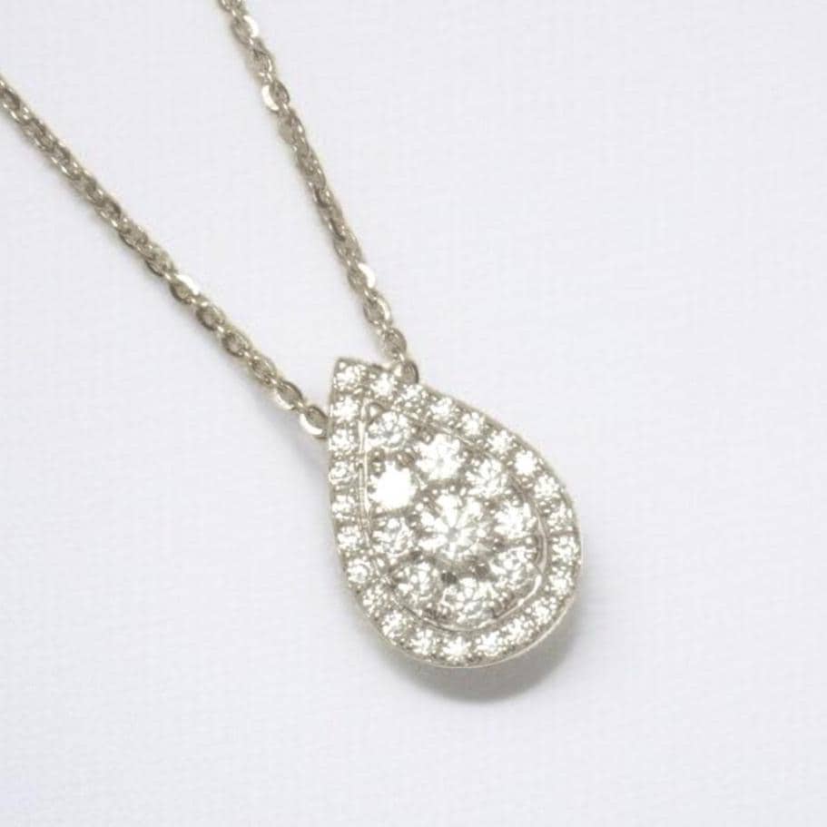 Pear Cluster Diamond Pendant, 14k Solid Gold, Teardrop Halo Illusion Chain Necklace, Natural Diamonds, Stackable Jewelry, Wedding Jewelry