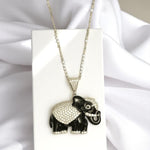Load image into Gallery viewer, Elephant Diamond Pendant Necklace, 14k Solid Gold, Natural Diamonds, Enamel Hip Hop Jewelry, Animal Statement Chain Necklace
