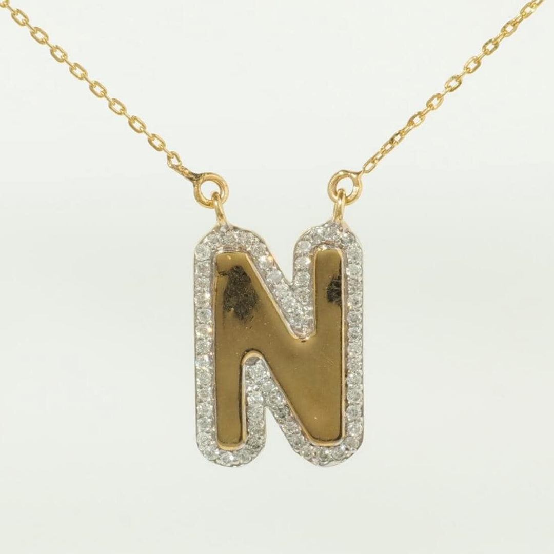 Personalized Initial Halo Diamond Necklace, 14k Solid Gold, Natural Diamonds, Custom Alphabet Pendant, Everyday Name Necklace, Ready To Ship