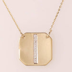 Load image into Gallery viewer, Personalized Geometric Initial Diamond Necklace, 14k Solid Gold, Natural Diamonds, Everyday Layering Pendant, Minimal Letter, Ready To Ship
