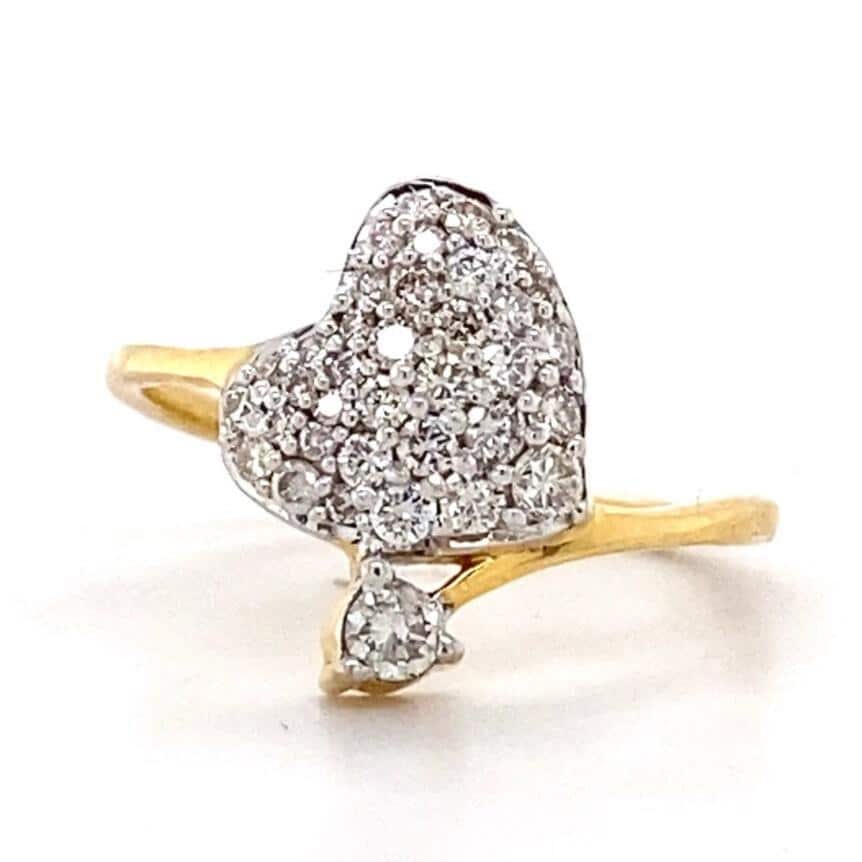 Diamond Heart Ring In 18K Solid Gold, Proposal Ring With Natural Diamonds, Ready To Ship, Women&#39;s Day Gift