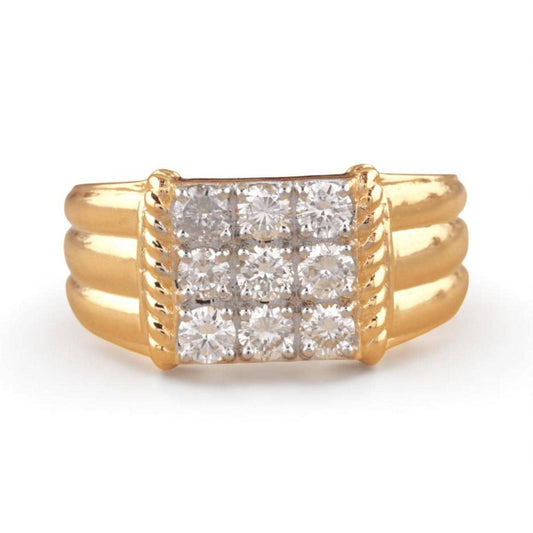 Square Grid Men's Diamond Ring | 14k Gold | Handmade Jewelry | Natural Diamonds | Gift for Him | Statement Ring