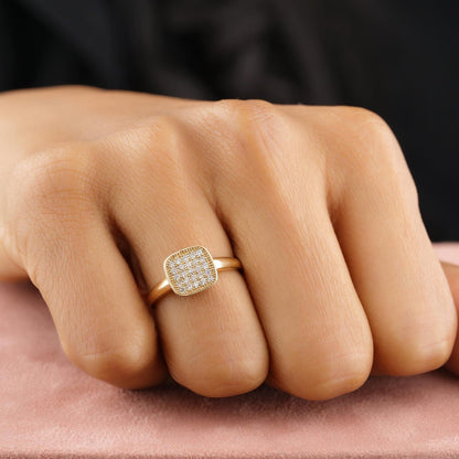 Square Grid Men's Diamond Ring | 14k Solid Gold | Handmade Jewelry | Cluster Statement Ring | Gift for Him