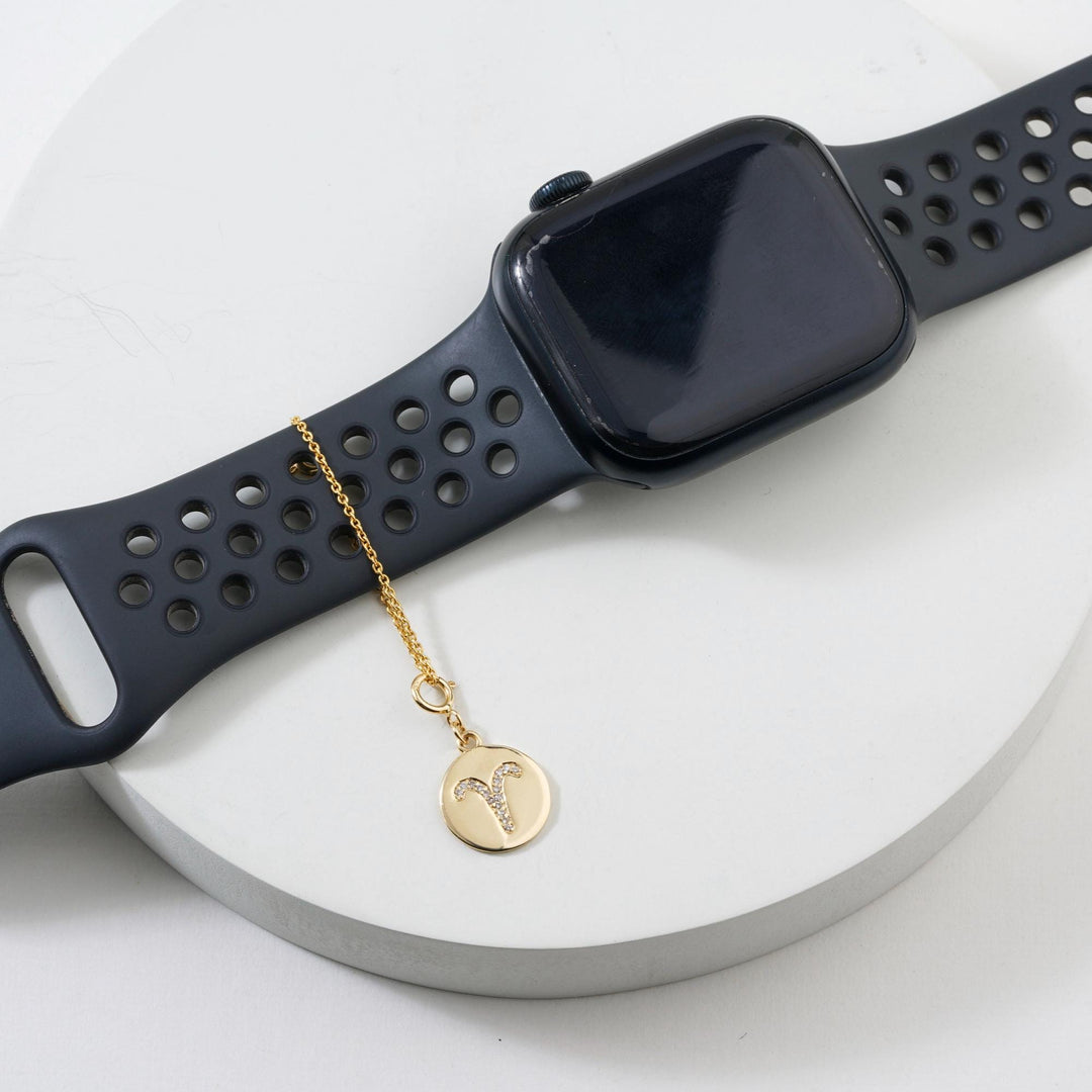 Aries Horoscope Birth Sign Charm, 14k Solid Gold, Natural Diamonds, Zodiac Constellation Everyday Jewelry, Astrology Gift