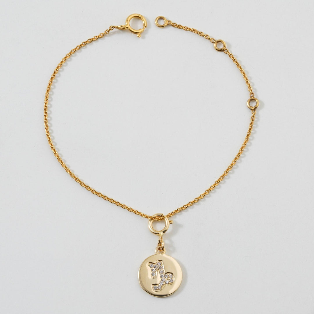 Capricorn Horoscope Birth Sign Charm, 14k Solid Gold, Natural Diamonds, Zodiac Constellation Everyday Jewelry, Astrology Gift