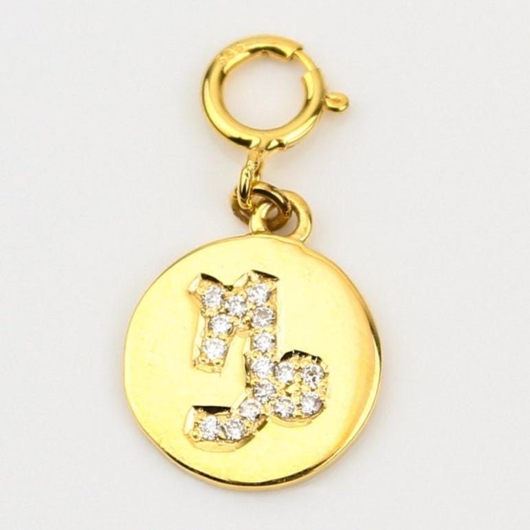 Capricorn Horoscope Birth Sign Charm, 14k Solid Gold, Natural Diamonds, Zodiac Constellation Everyday Jewelry, Astrology Gift