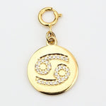 Load image into Gallery viewer, Cancer Horoscope Birth Sign Charm, 14k Solid Gold, Natural Diamonds, Zodiac Constellation Everyday Jewelry, Astrology Gift
