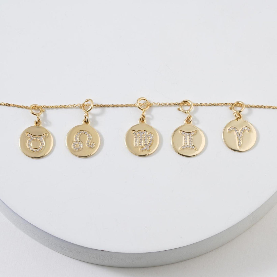 Virgo Horoscope Birth Sign Charm, 14k Solid Gold, Natural Diamonds, Zodiac Jewelry, Everyday Jewelry, Astrology Gift