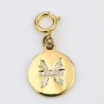 Load image into Gallery viewer, Pisces Horoscope Birth Sign Charm, 14k Solid Gold, Natural Diamond, Zodiac Constellation Everyday  Jewelry, Astrology Gift
