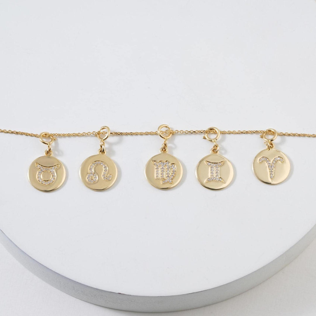 Leo Horoscope Birth Sign Charm, 14k Solid Gold, Natural Diamond, Zodiac Constellation Jewelry, Everyday Jewelry, Astrology Gift