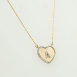 Load image into Gallery viewer, Heart Initial Medallion Diamond Necklace, 14k Solid Gold, Natural Diamonds, Everyday Halo Pendant, Personalised Letter Charm, Ready To Ship
