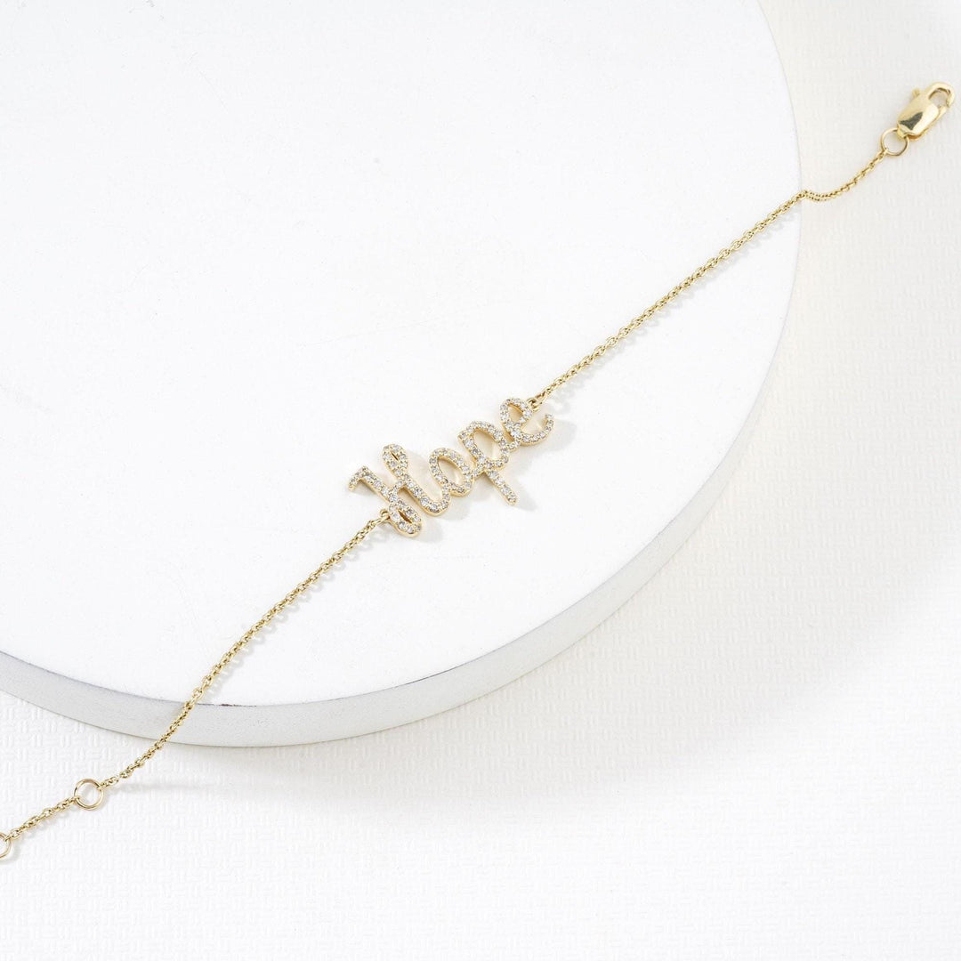 Hope Diamond Bracelet, 14k Solid Gold, Natural Diamonds, Affirmation Jewelry, Everyday Handcrafted Jewelry, Ready To Ship, Women&#39;s Day Gift