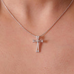 Load image into Gallery viewer, Diamond Cross Pendant in 14k Solid Gold, Bezel Set Natural Diamond, IGI Certified, Cross Adjustable Necklace, Everyday Jewelry, Gift For Her
