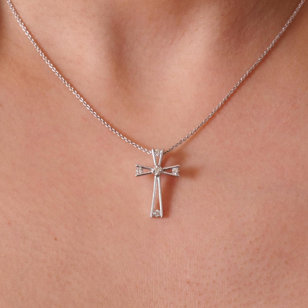Diamond Cross Pendant in 14k Solid Gold, Bezel Set Natural Diamond, IGI Certified, Cross Adjustable Necklace, Everyday Jewelry, Gift For Her