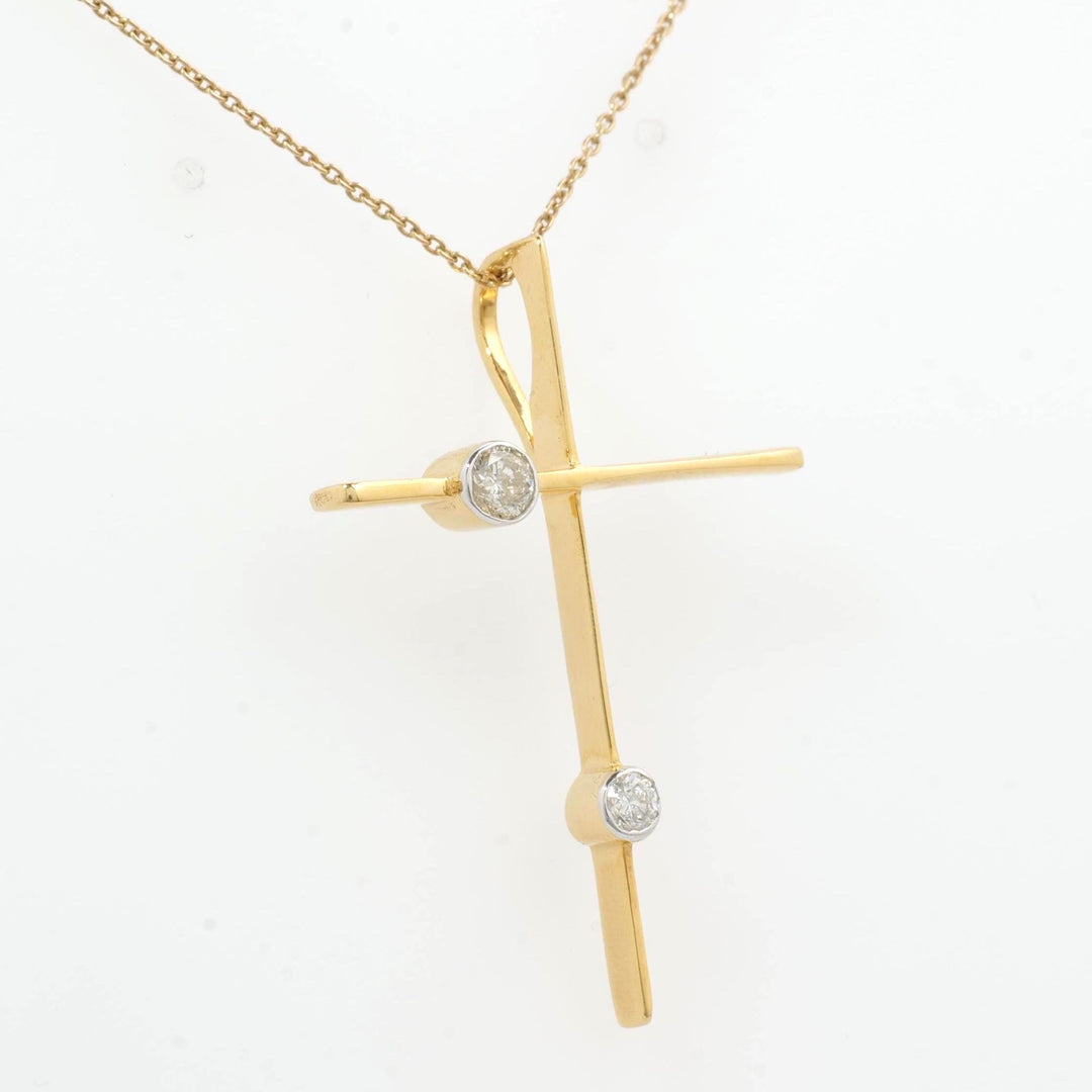 Diamond Cross Pendant, 14k Solid Gold, Natural Diamonds, IGI Certified, Religious Adjustable Necklace, Bezel Everyday Jewelry, Gift For Her