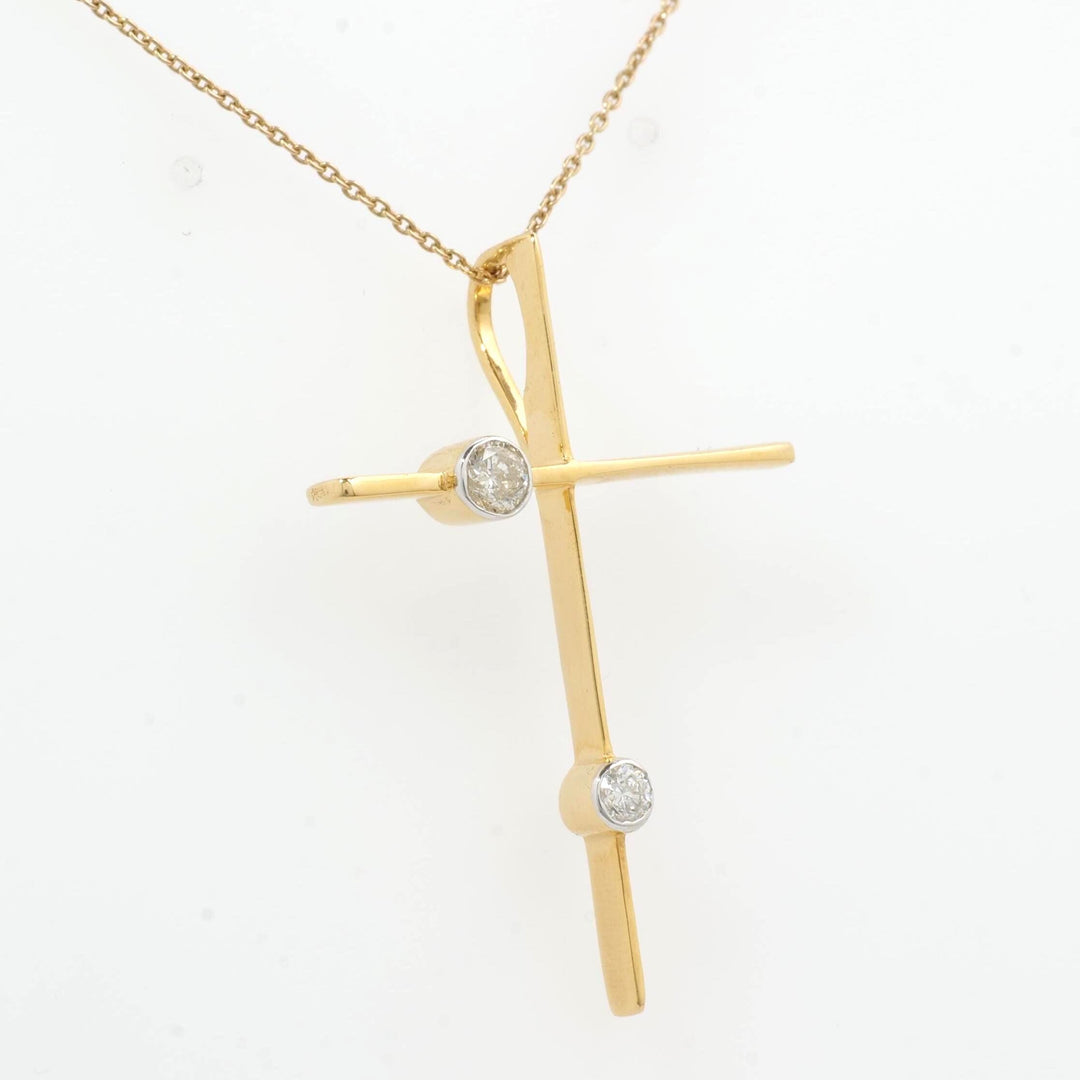 Diamond Cross Pendant, 14k Solid Gold, Natural Diamonds, IGI Certified, Religious Adjustable Necklace, Bezel Everyday Jewelry, Gift For Her