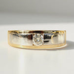 Load image into Gallery viewer, Round Solitaire Diamond Ring, 14k Solid Gold, Natural Diamonds, Men&#39;s Engagement Ring, Two Tone Wedding Statement Band, Gift for him
