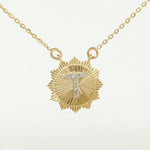 Load image into Gallery viewer, Personalized Medallion Initial Diamond Necklace, 14k Solid Gold, Natural Diamonds, Everyday Layering Pendant, Sunburst Letter, Ready To Ship
