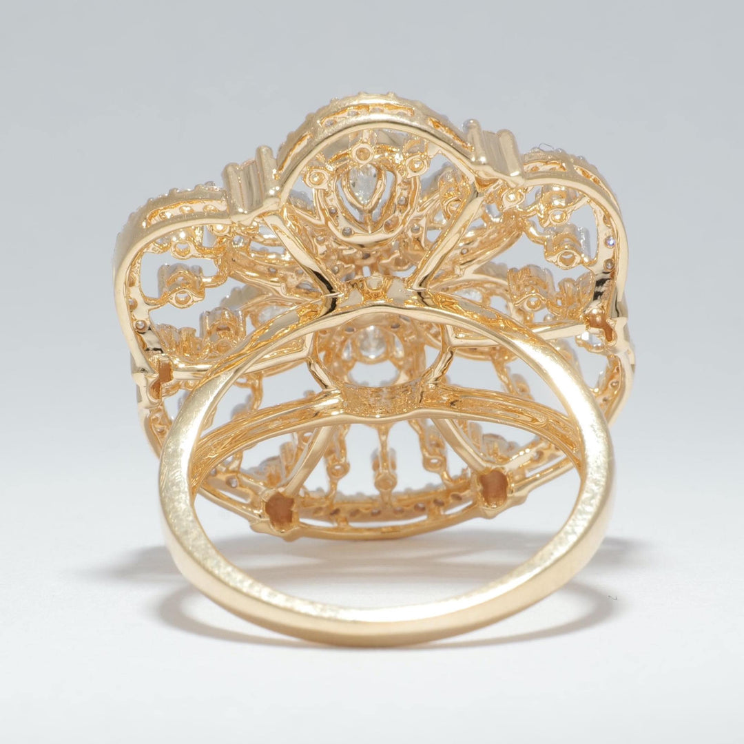 Flower Cluster Diamond Ring, 14k Solid Gold, Fancy Natural Diamonds, Halo Set Cocktail Ring, Statement Ring, Ready To Ship, IGI Certified