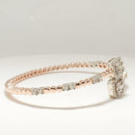 Load image into Gallery viewer, Halo Rectangular Natural Diamond Cuff Bracelet: 14k Solid Gold Stackable Open Bangle, Ready To Ship, IGI Certified
