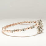 Load image into Gallery viewer, Halo Rectangular Natural Diamond Cuff Bracelet: 14k Solid Gold Stackable Open Bangle, Ready To Ship, IGI Certified
