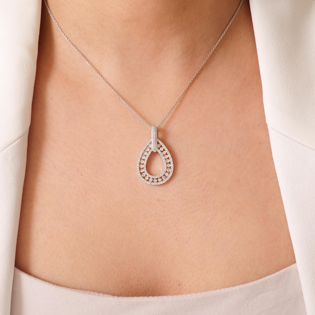 Pear Diamond Pendant, 14k Solid Gold, Natural Diamond, Stackable Everyday Necklace, Layering Statement Jewelry, Ready To Ship, IGI Certified