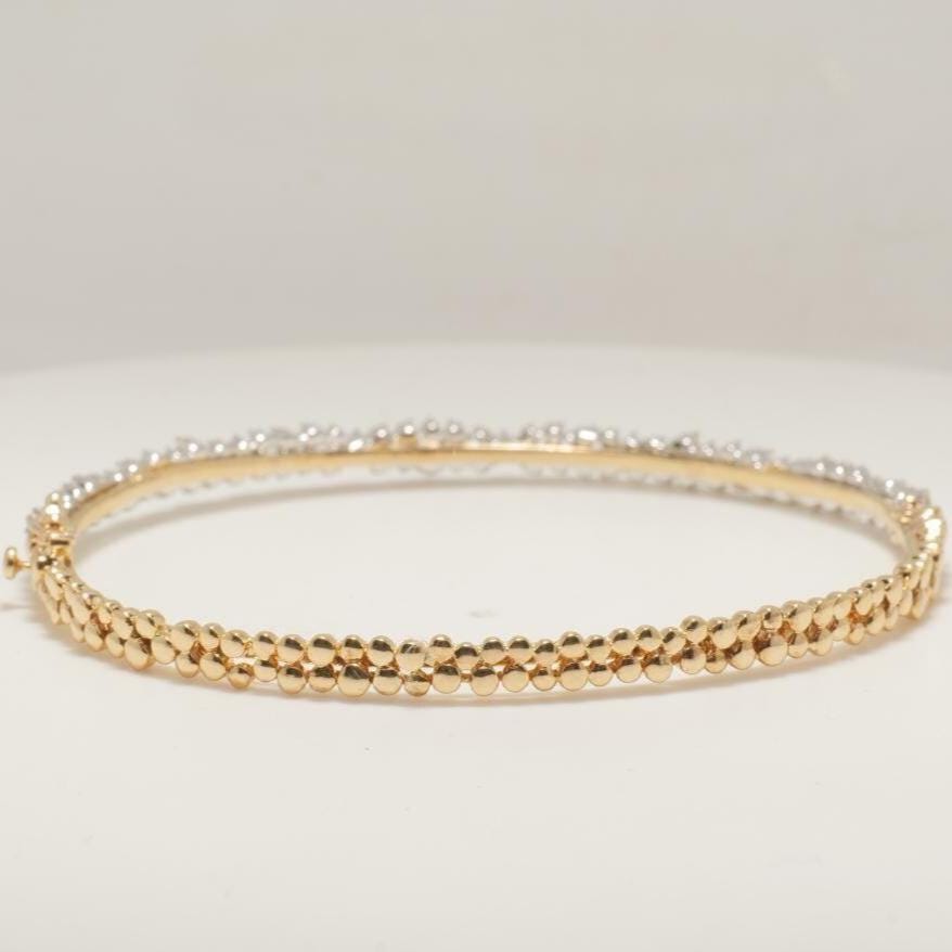 Cluster Diamond Bracelet, 14k Solid Gold, Natural Diamonds, Dual Tone Bracelet, Layered Statement Jewelry, Ready To Ship, IGI Certified
