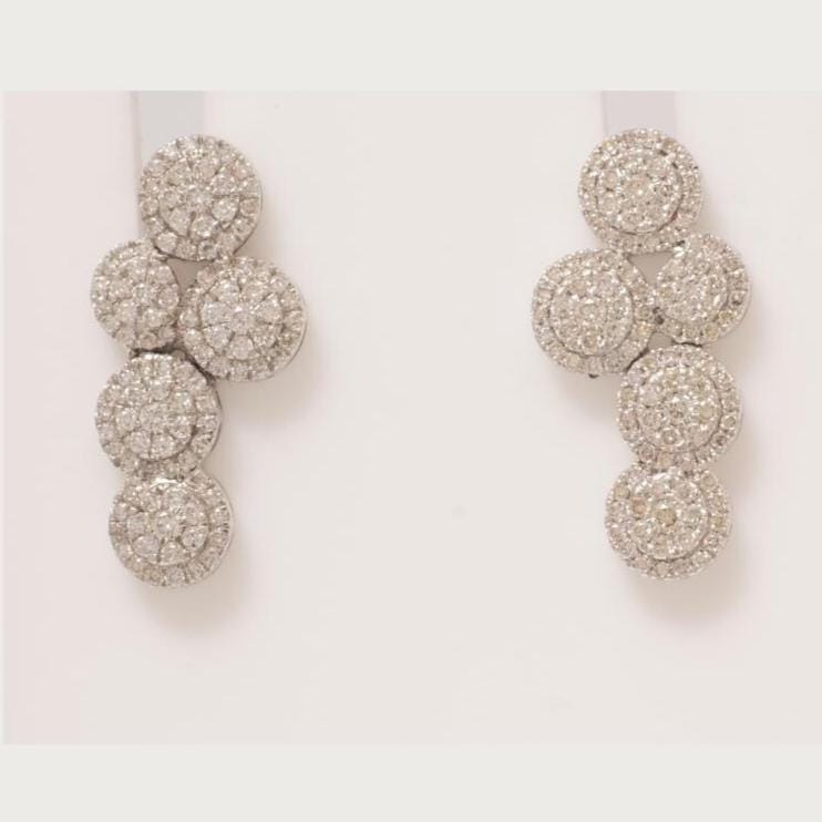 Cluster Diamond Earrings, 14k Solid Gold, Natural Diamonds, Round Drop Studs, Minimalist Statement Earrings, Ready To Ship, IGI Certified