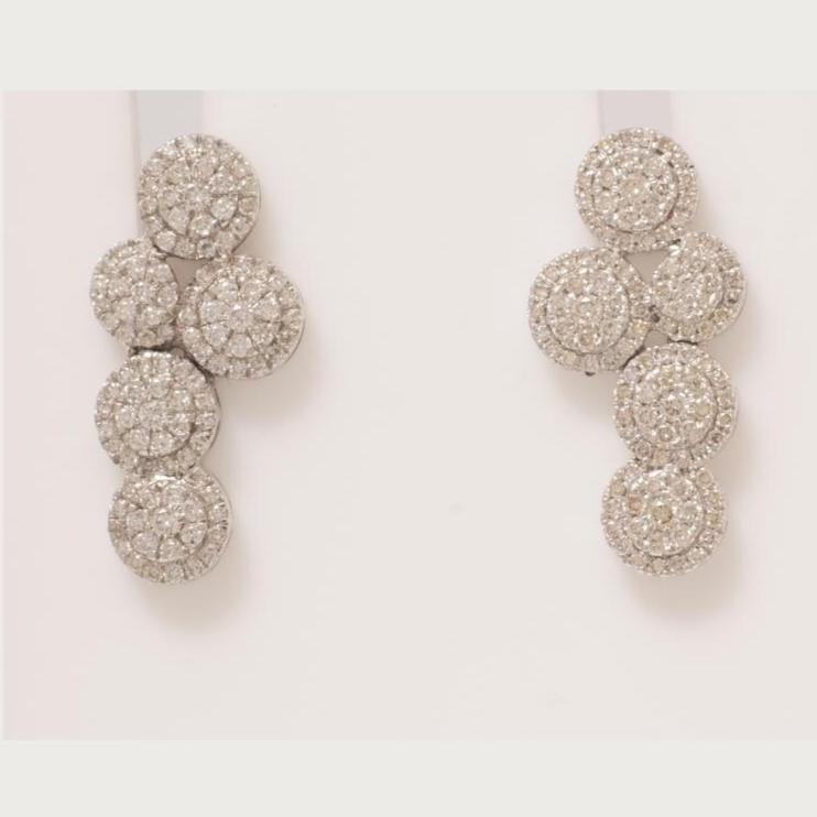 Cluster Natural Diamonds Round Drop Studs: 14k Solid Gold Minimalist Statement Earrings, IGI Certified, Ready To Ship