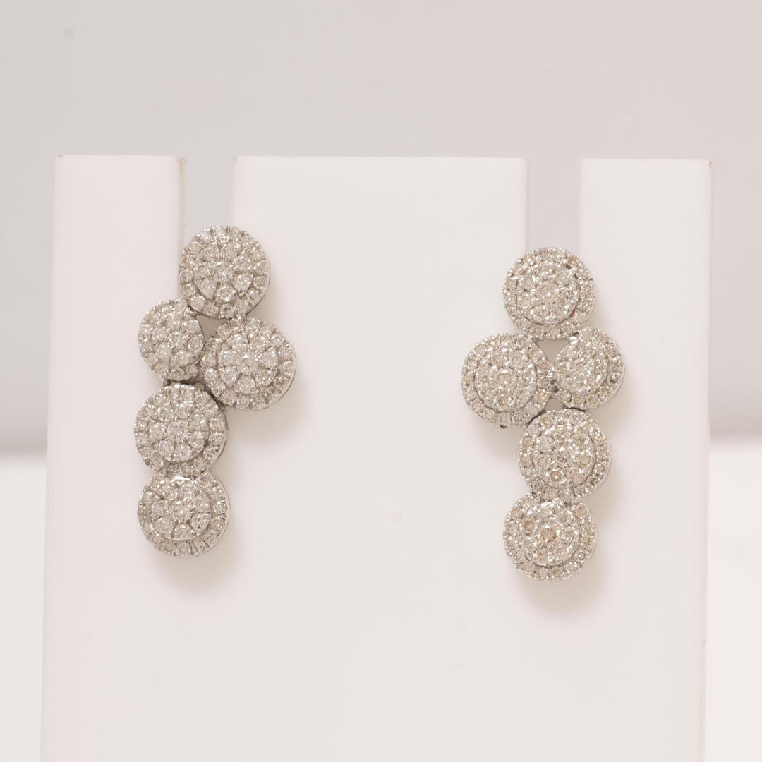Cluster Diamond Earrings, 14k Solid Gold, Natural Diamonds, Round Drop Studs, Minimalist Statement Earrings, Ready To Ship, IGI Certified