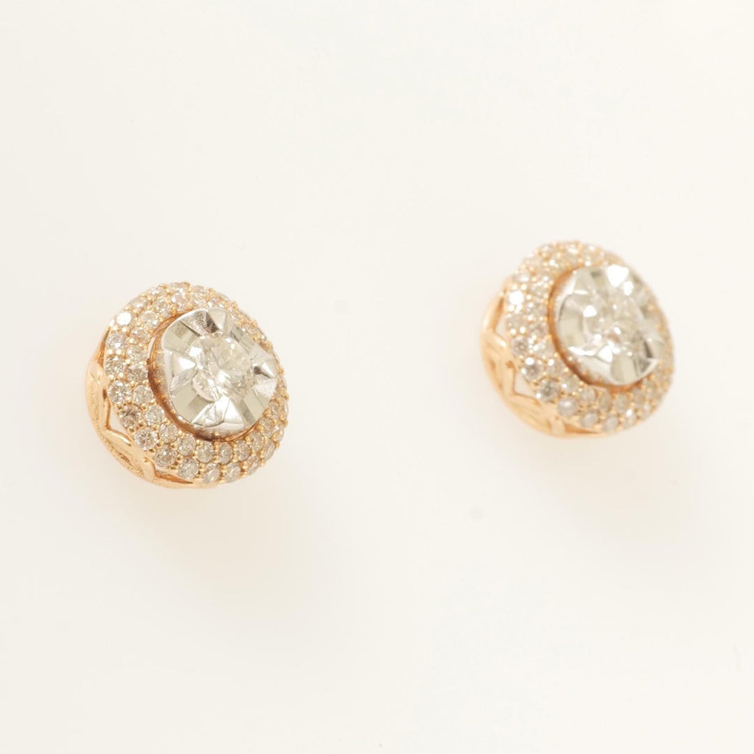 Solitaire Halo Natural Diamond Stud Earring: 18k Solid Gold Statement Studs, IGI Certified, Ready To Ship