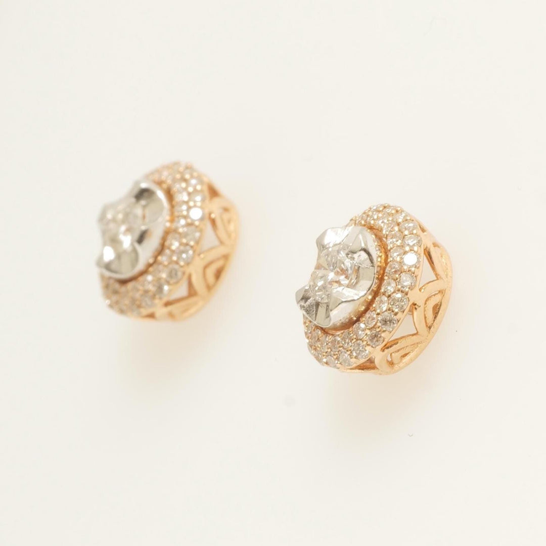 Solitaire Halo Natural Diamond Stud Earring: 18k Solid Gold Statement Studs, IGI Certified, Ready To Ship