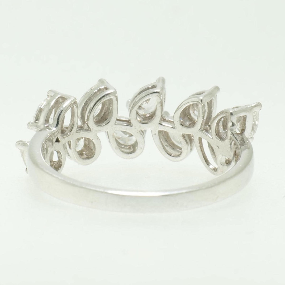 Leaf Diamond Eternity Band Ring, 14k Solid Gold, Pear Natural Diamonds, Statement Cocktail Ring, Ready To Ship, Certified Jewelry